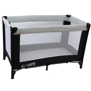 (x6 Units) iSafe Rest & Play Luxury Travel Cot/Playpen - MoonStone (Black/Grey) 120 cm x 60 cm
