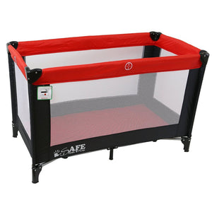 (x6 Units) iSafe Rest & Play Luxury Travel Cot/Playpen - Warm Red (Black/Red) 120 Cm X 60 Cm